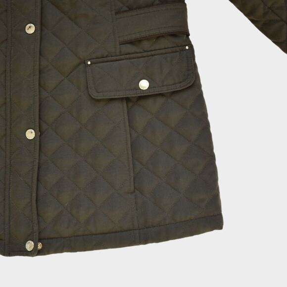 LAUNDRY By Shelli Segal Women's Faux Fur Lined Hooded Quilted Coat Size L - Picture 4 of 6